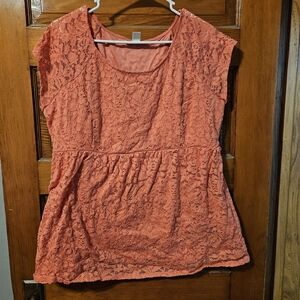 Motherhood Maternity Coral Lace Top
